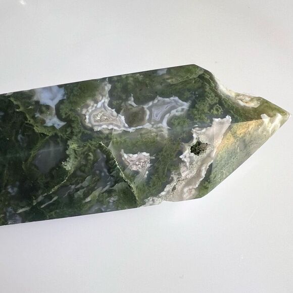 Moss Agate Crystal Double Terminated Point‎ (#10) - Picture 6 of 11